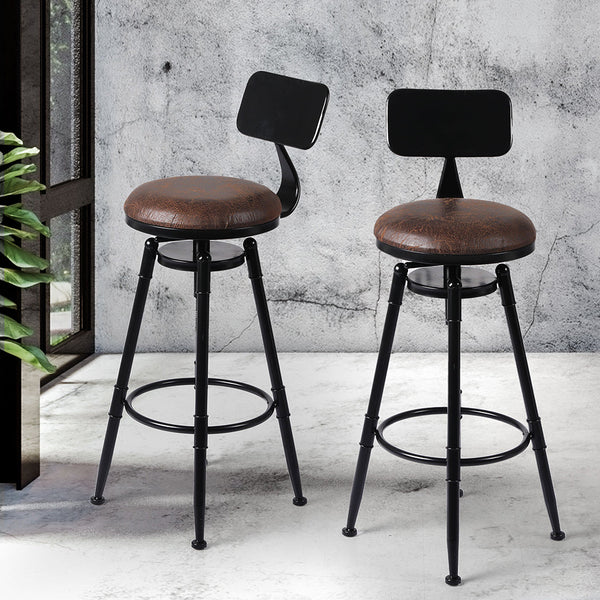Levede 2X Bar Stool Kitchen Wooden Pu Benches Bar Stools