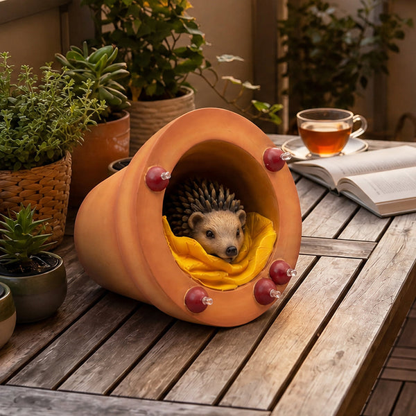 Emitto Hedgehog Solar Garden Statue Light Hand Painted Outdoor Decor Ornaments & Statues