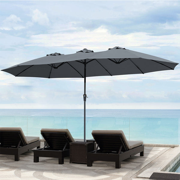 Centra 4.5M Double Sided Patio Umbrella Outdoor Base Stand Grey Patio Umbrellas