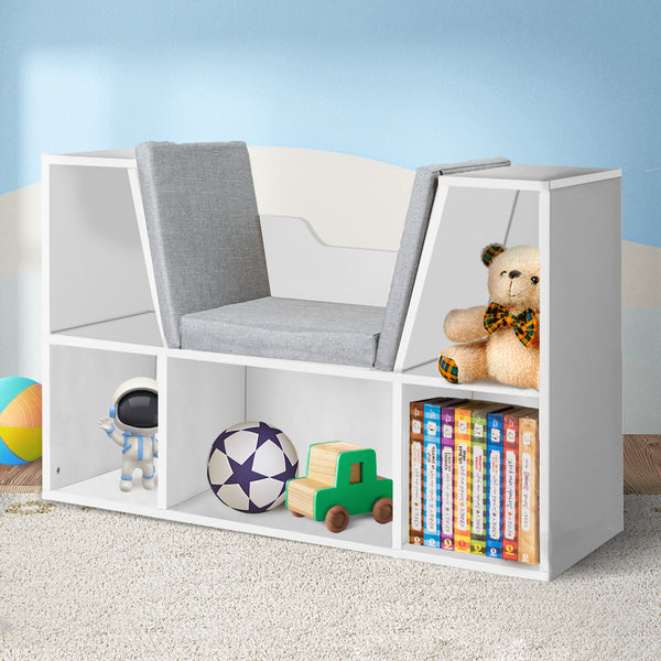 Levede Kids Bookcase Toy Box Shelf White Storage Organizer For Playroom Bedroom Bookshelves