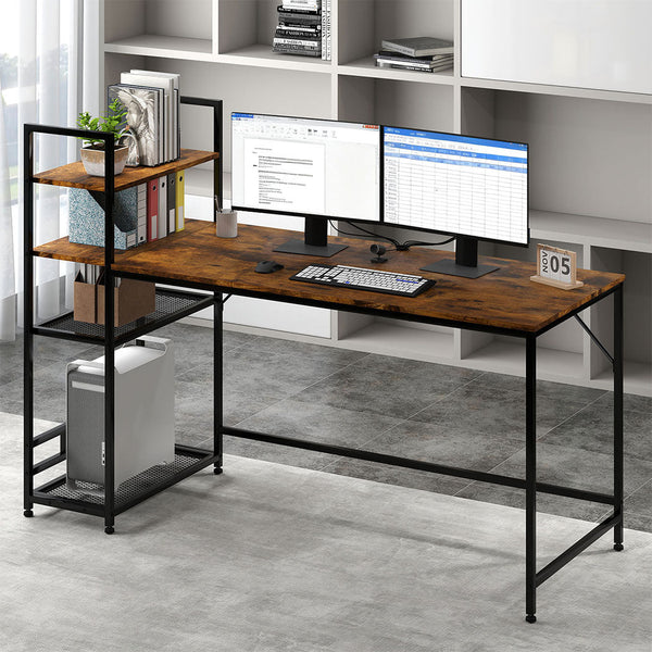 Levede Computer Desk Study Home Table With 4 Tier Shelf Home Office Desks