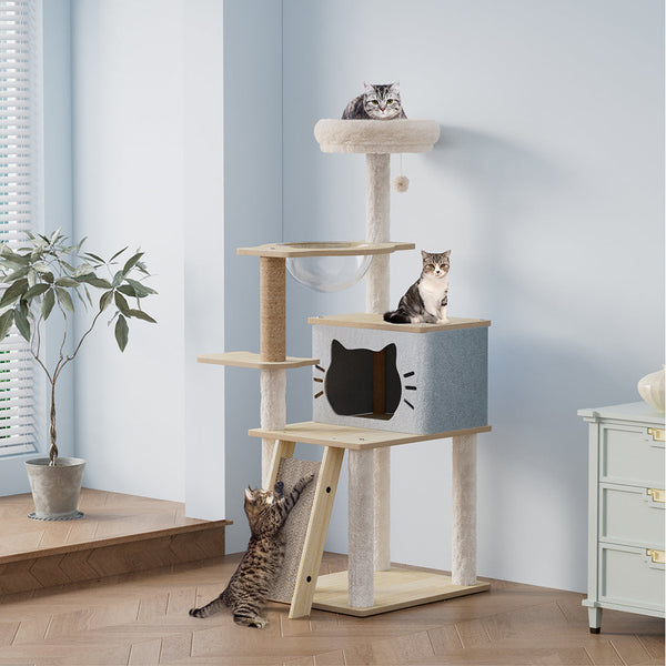 Pawz Cat Tree Tower Scratcher Wood Condo House 120Cm Furniture & Scratchers