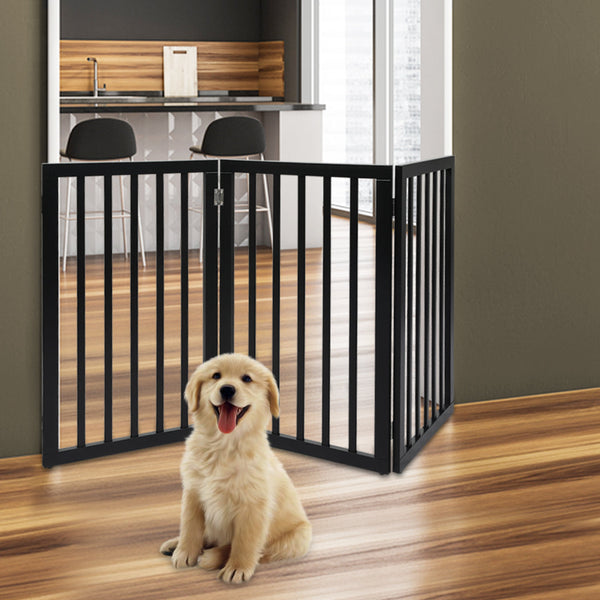 Pawz 3 Panels Pet Gate Dog Fence Black 139Cm Secure And Stylish Barrier For Pets Fences & Pens
