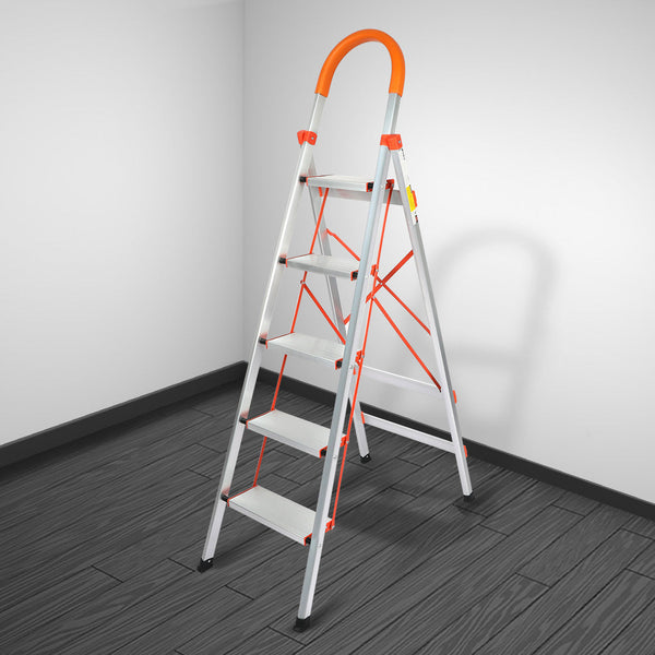 Traderight 5 Step Ladder Folding Aluminium Ladders