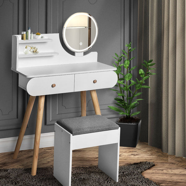 Levede Dressing Table Stool With Led Mirror Modern Vanity Set For Bedroom Or Makeup Area Dressing Tables