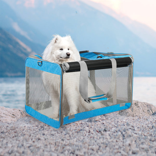 Pawz 3 In 1 Pet Soft Crate Dog Cat Carrier Xl Size Blue Multi Functional And Cozy Travel Pet Transport