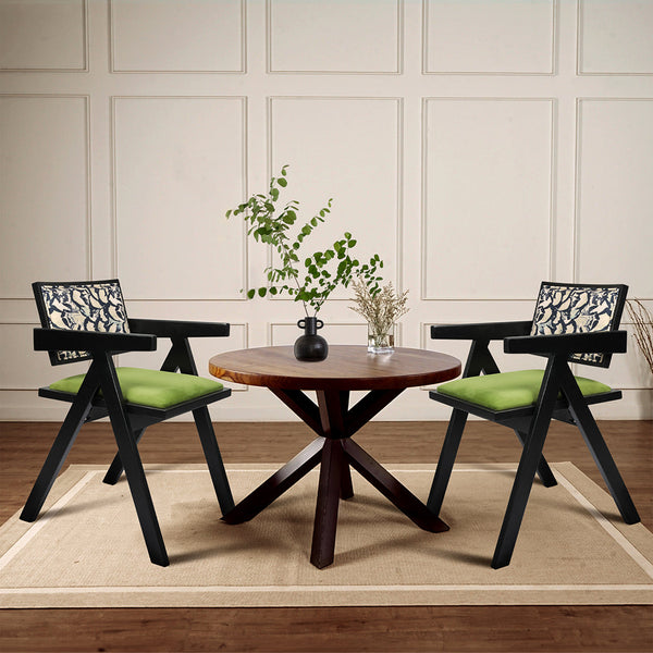 Levede 1X Retro Velvet Dining Chair Green/Black Dining Chairs