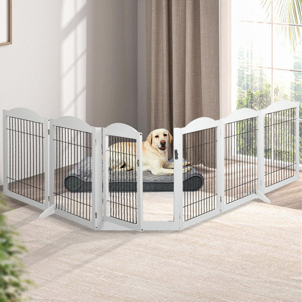 Pawz 6 Panels Pet Dog Playpen Puppy White Fences & Pens