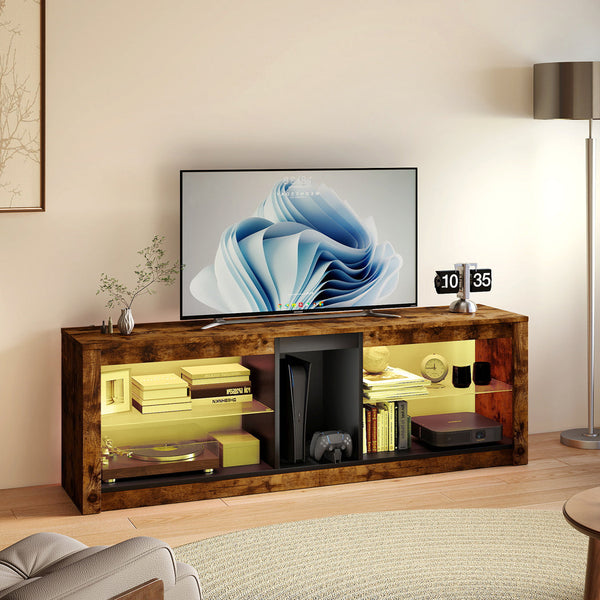 Levede Tv Stand Cabinet Glass Display Storage Shelves Tv Stands & Mounts