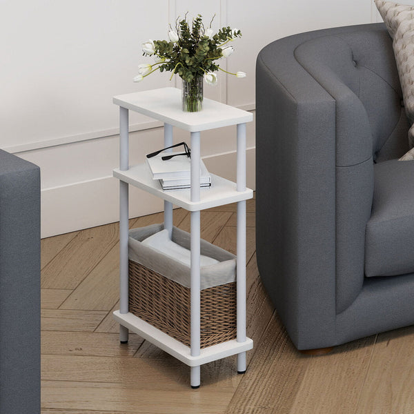 Levede 3 Tier Modern Side Table White Mdf & Metal Frame 40X18x62.5Cm Side Tables