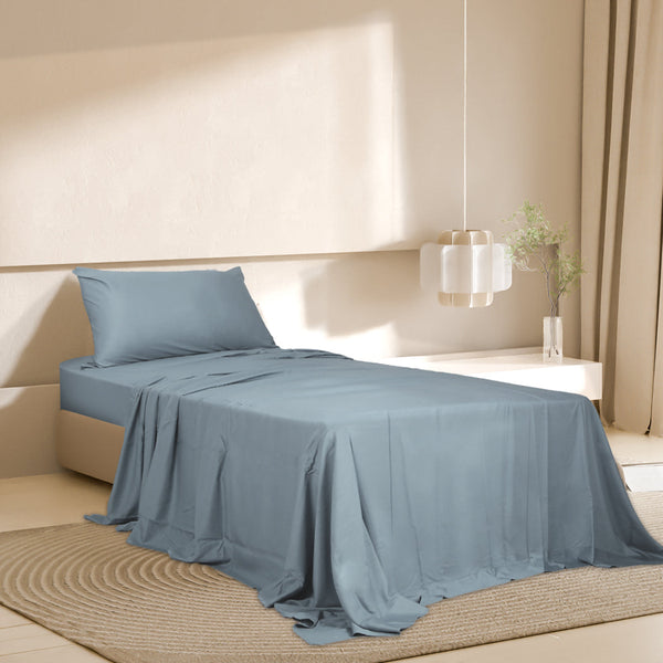 Dreamz 3 Piece Single Size 100% Bamboo Bed Sheet Set Grey Sheets