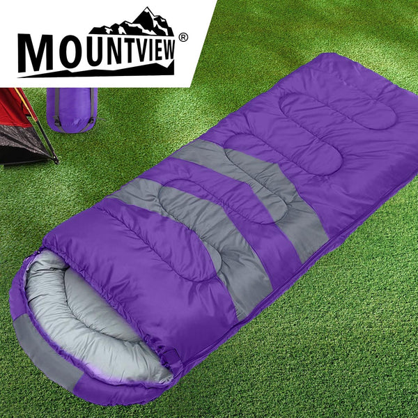 Mountview Single Sleeping Bag Bags Outdoor Purple Sleeping Bags