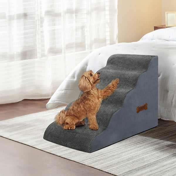 Pawz 5 Steps Pet Stairs Dog Ramp High Density Foam Grey Pet Transport