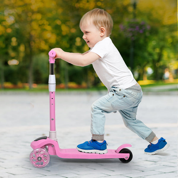 Bopeep Foldable Kids Scooter Led Music Pink Push Scooters