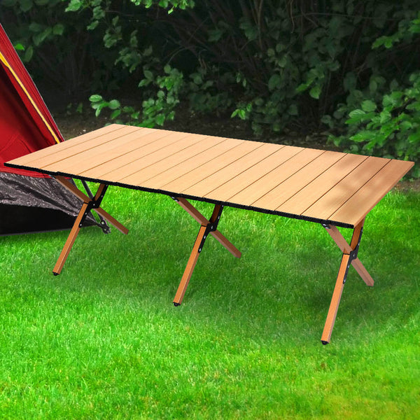 Levede Folding Camping Table Foldable Oak Portable Outdoor Furniture For Picnic Or Travel Camping Tables