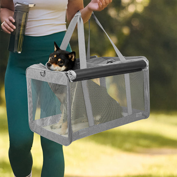 Pawz 3 In 1 Pet Soft Crate Dog Cat Carrier L Size Grey Pet Transport