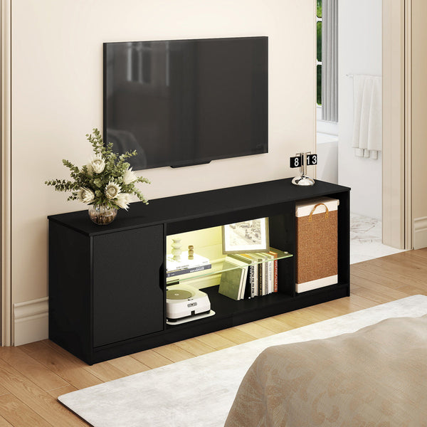 Levede Tv Stand Storage With Led 140Cm Black Tv Stands & Mounts