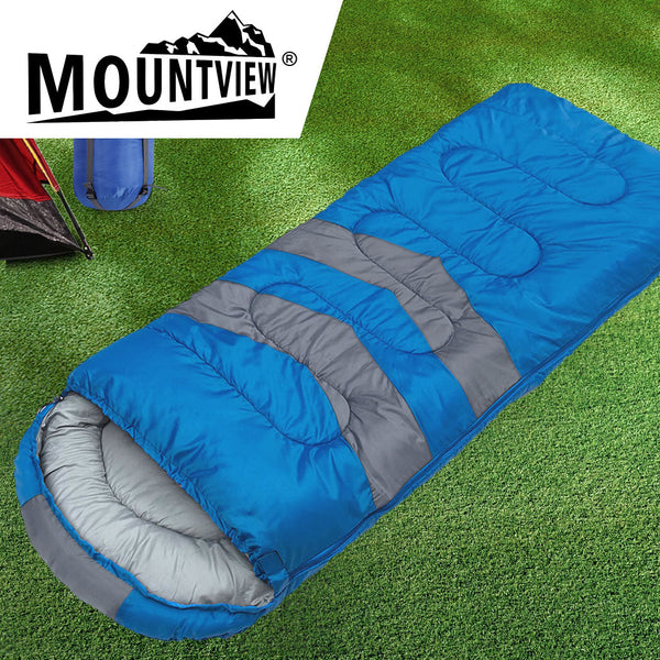 Mountview Single Sleeping Bag Outdoor Camping Thermal Waterproof Comfortable Blue Hiking Sleeping Bags
