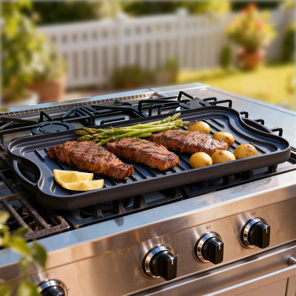 Toque 50.5Cm Reversible Cast Iron Griddle Pan Non Stick Grills & Griddles