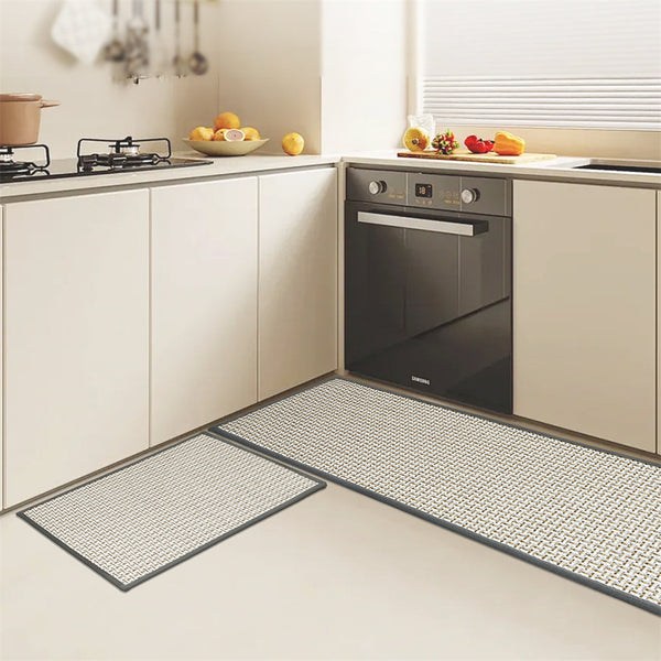 Marlow Kitchen Rug Set 2Pcs Woven Non Slip Absorbent Grey Floor Mat Rugs