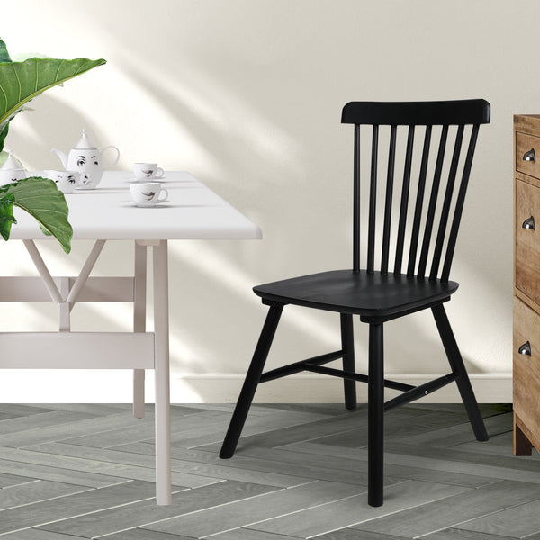 Levede 8X Kitchen Winsor Black Dining Chairs