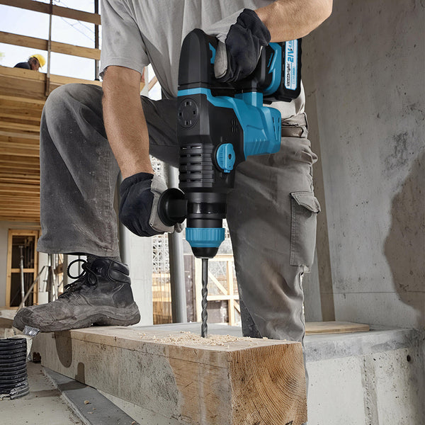 Traderight 21V Cordless Rotary Hammer Drill Tool Set Black Blue Drills