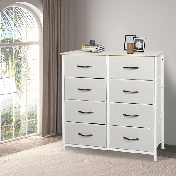 Levede Storage Cabinet Tower Chest Beige Cabinets & Cupboards