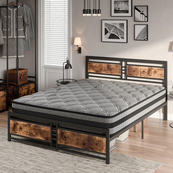 Metal Bed Frame Mattress Base Set Wood Queen Queen Bed Frames