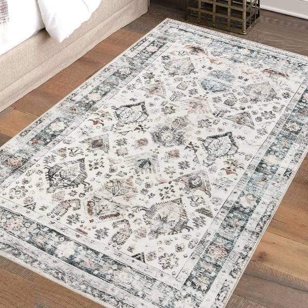 Marlow Floor Rug Vintage Short Pile Washable Carpet Soft Plush Non Slip 200X290 Rugs