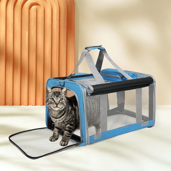 Pawz 3 In 1 Pet Soft Crate Dog Cat Carrier M Size Blue Small Animal Supplies