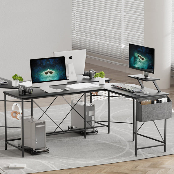 Levede Computer Desk Corner Black Modern Home Office Workspace Home Office Desks