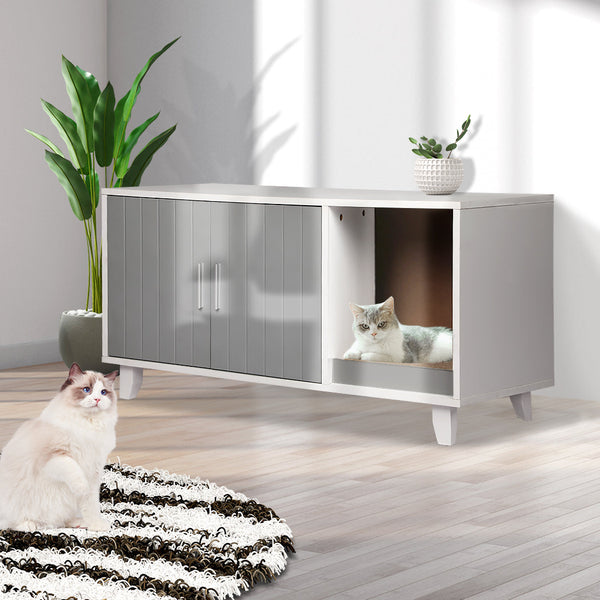 Pawz Enclosed Box Cabinet Grey Cat Litter