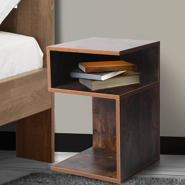Levede 2X Wood Side End Oak Bedside Tables