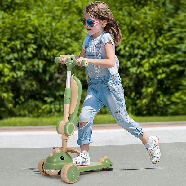 Bopeep Foldable Kids Scooter Flip Able Seat Green Push Scooters