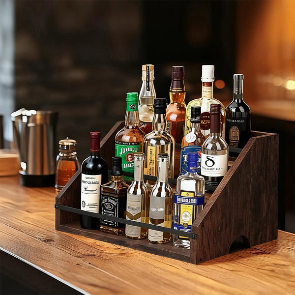 Toque Countertop Wine Rack 3 Tier Wood & Metal Organizer Racks