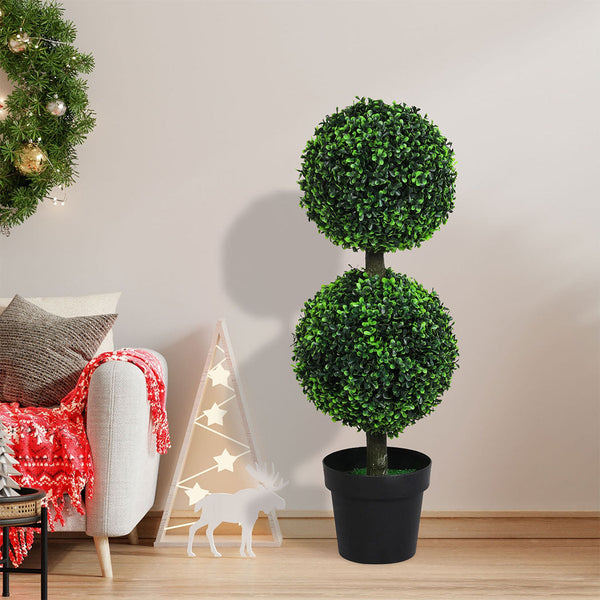 Lambu Artificial Double Ball Boxwood Trees Realistic Indoor Outdoor Decoration Artificial Plants