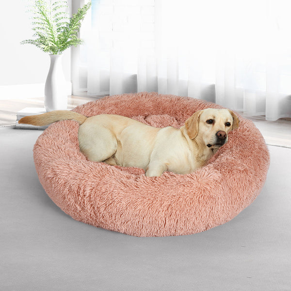Pawz Medium Pink Donut Calming Pet Bed For Cats And Dogs Pet Beds