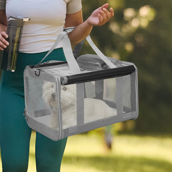 Pawz 3 In 1 Pet Soft Crate Dog Cat Carrier M Size Grey Versatile And Comfortable For Travel Pet Transport