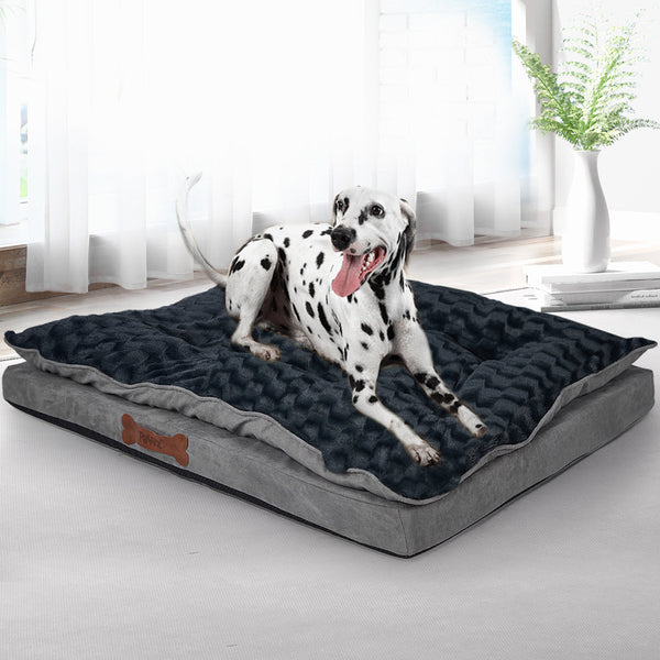 Dog Calming Bed Soft Plush Comfy Large Grey Warm Cushion For Pet Relaxation Pet Beds