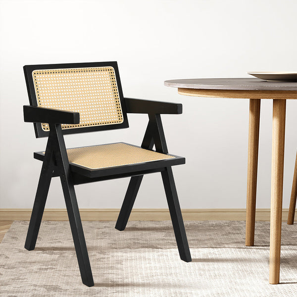 Levede 1X Black Wicker Armchair Dining Chair Stylish Modern Seat Dining Chairs