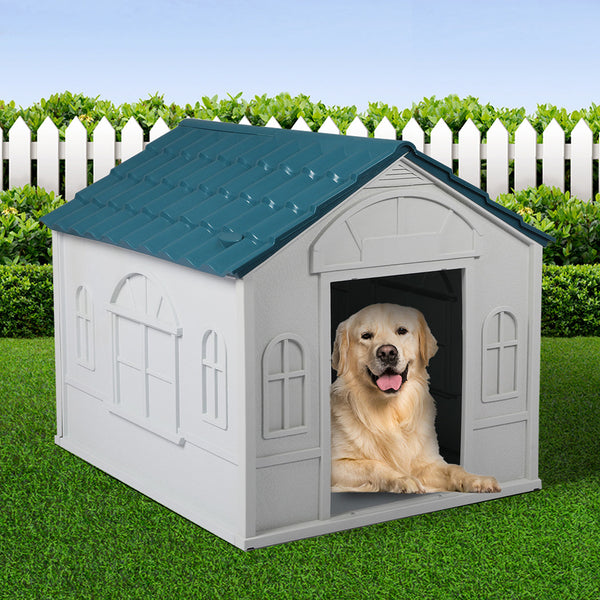 Pawz Dog Kennel Outdoor Indoor Pet Plastic L Blue Dog Kennels