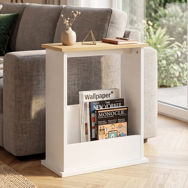 Levede Slim Side Table With Magazine Rack Modern Storage For Living Room Side Tables