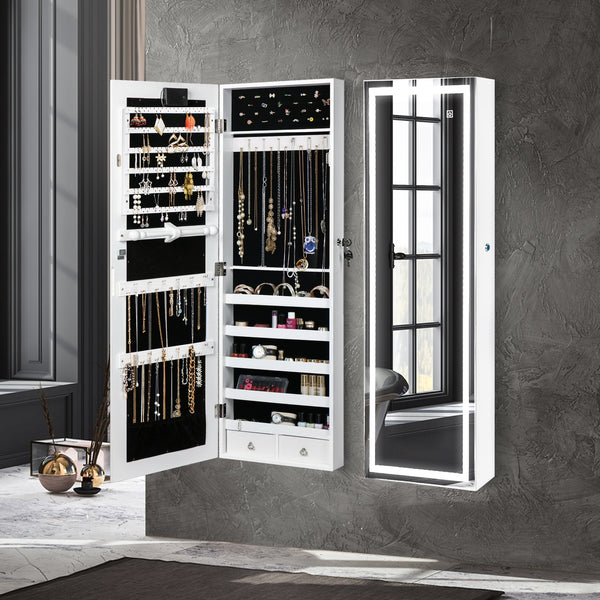 Veile Studios Levede 37Cm X 10Cm 110Cm Mirror Jewellery Cabinet Touch White Jewellery Holders & Organisers