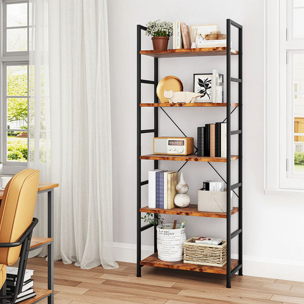 Levede 5 Tier Industrial Bookshelf Bookcase 157.5Cm Bookshelves