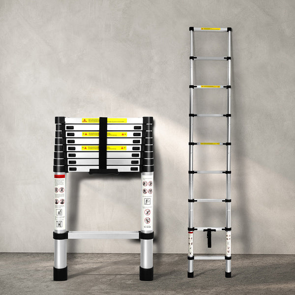 Traderight Multipurpose Ladder Telescopic 2.6M Silver Meter Ladders
