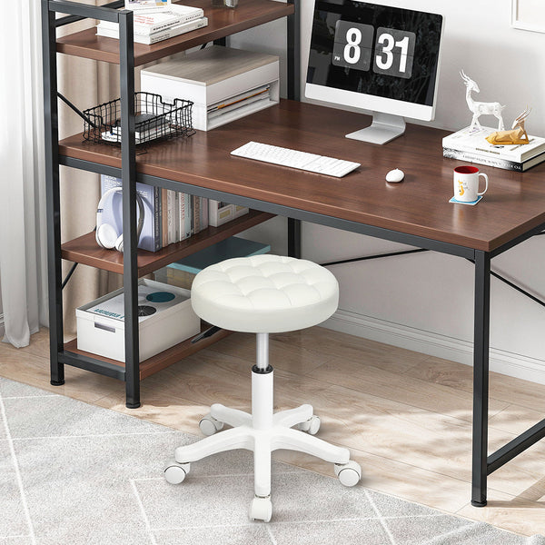 Levede 2X Rolling Bar Stool Swivel Salon Spa Chair Beige Benches Bar Stools