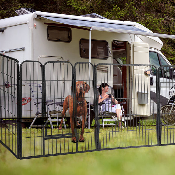 Pawz 8 Panel Pet Dog Playpen Puppy Exercise Black 2.5Kg Venison Fences & Pens