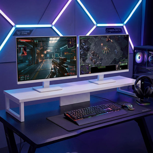 Levede Dual Monitor Stand Riser Desk Laptop Computer Organizer Shelf 90Cm Monitor Mounts & Stands