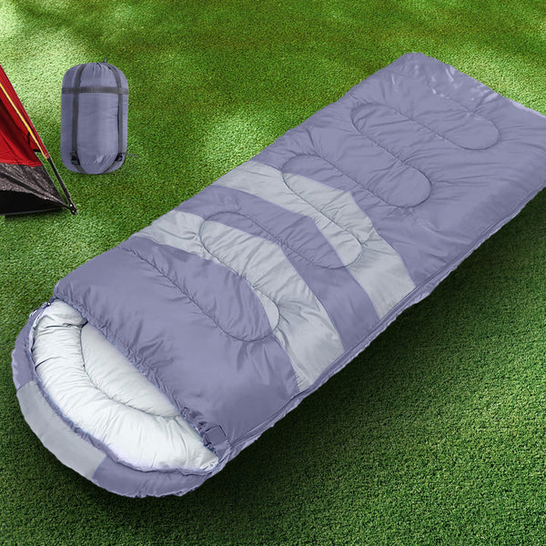 Mountview Single Sleeping Bag Bags Outdoor Grey Sleeping Bags
