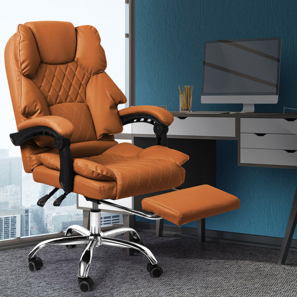 Levede Gaming Chair Office Computer Brown Footrest Office Chairs